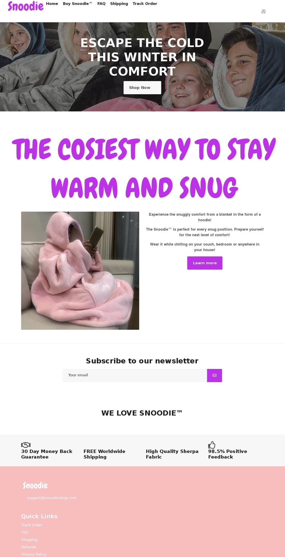 snoodieshop.com shopify website screenshot