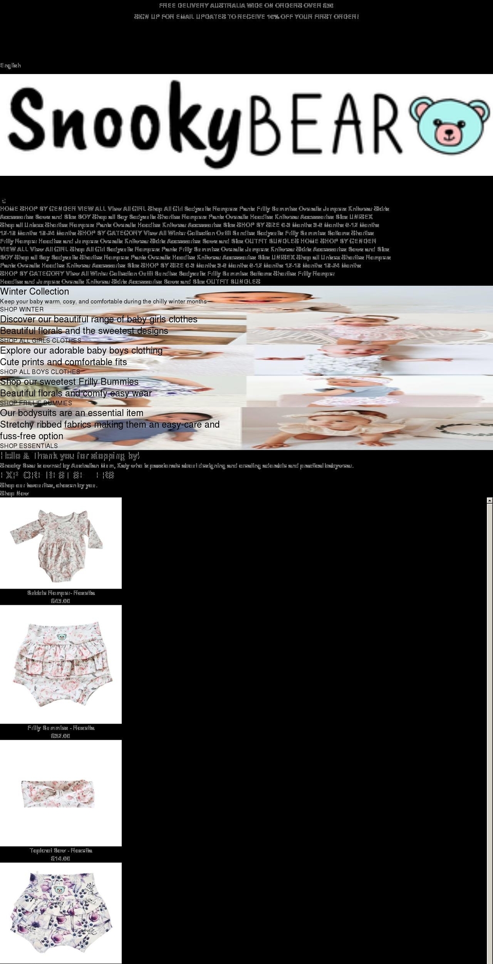snookybear.com shopify website screenshot