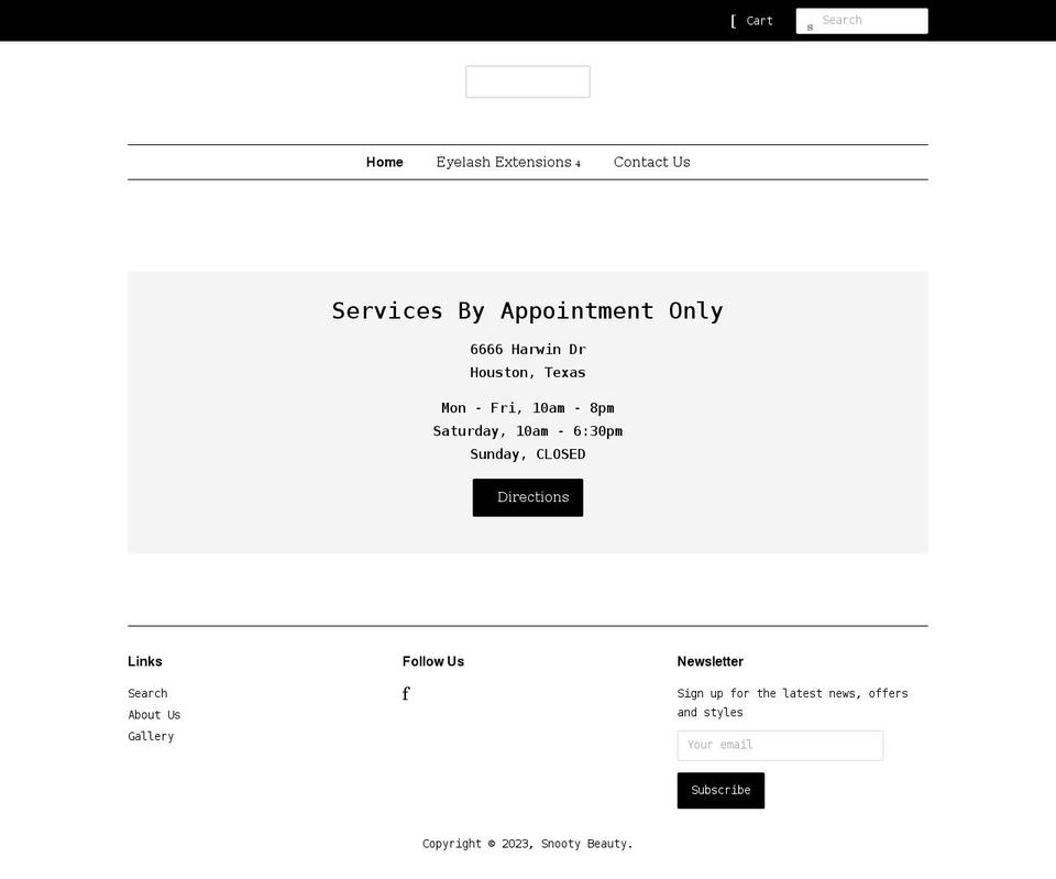 snootybeauty.com shopify website screenshot