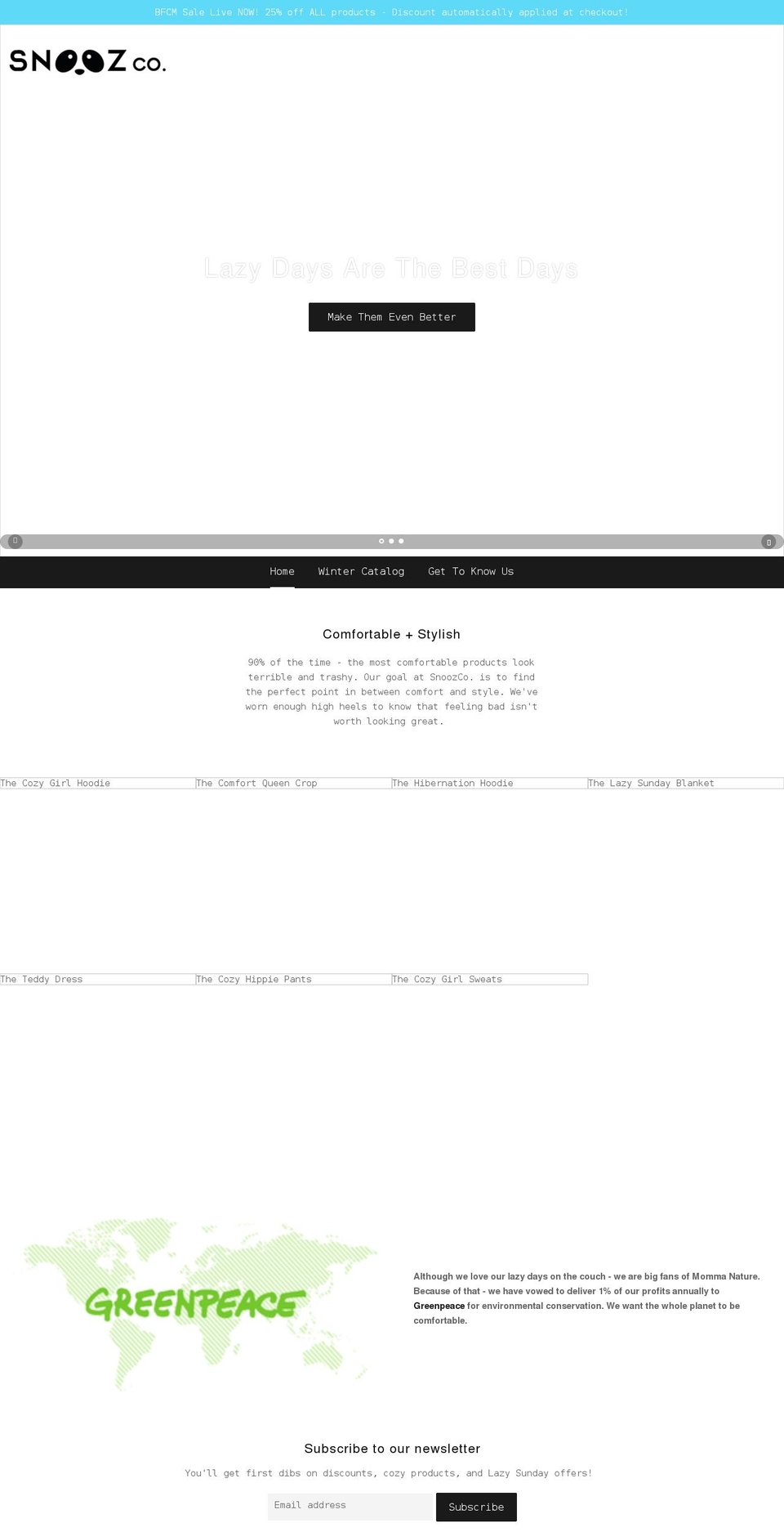 snoozco.com shopify website screenshot