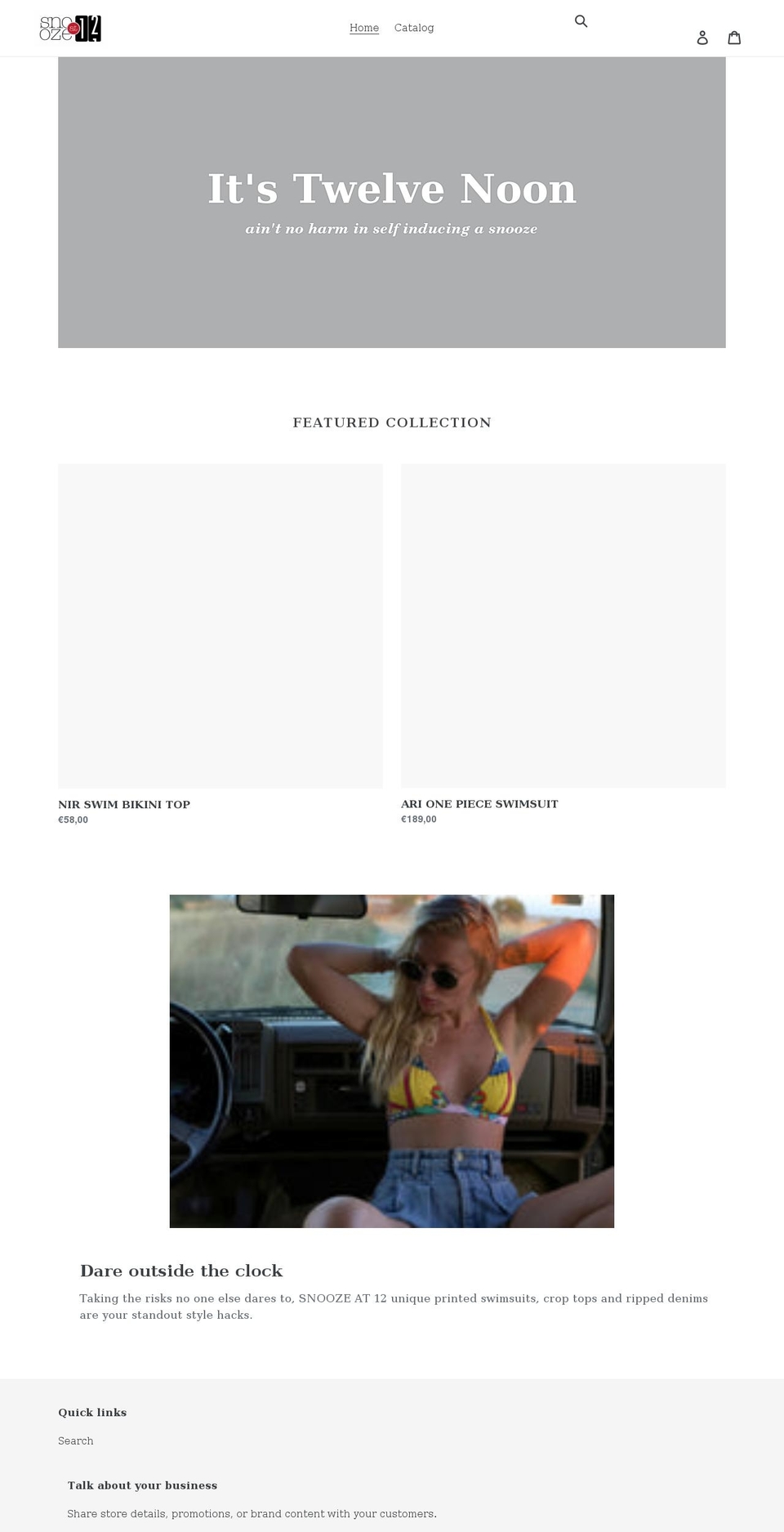 snoozeat12.com shopify website screenshot