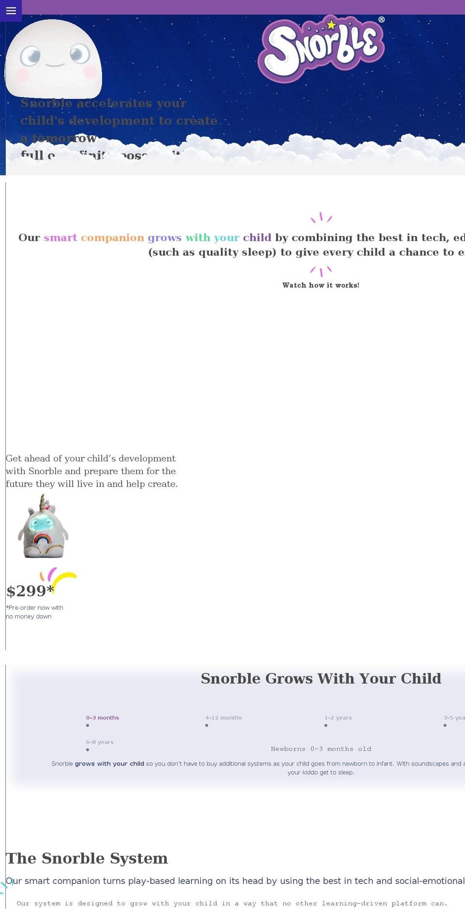snorble.com shopify website screenshot