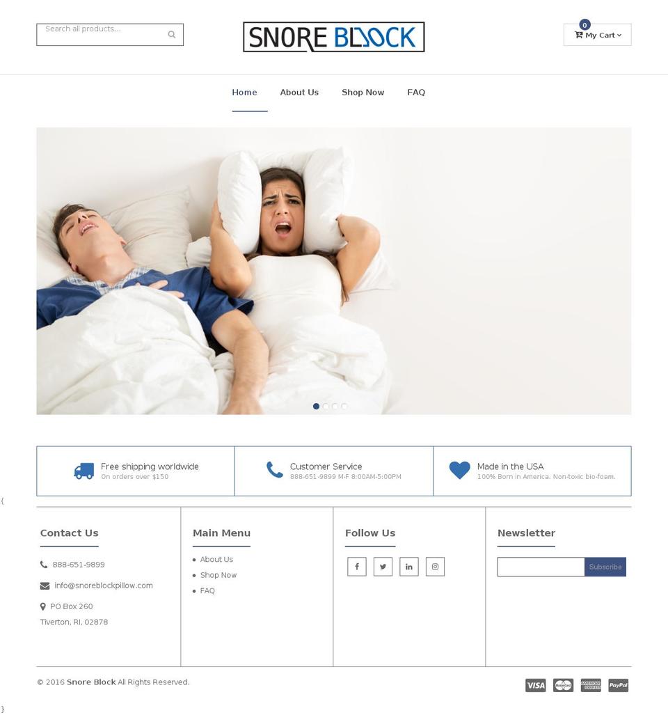flexible-v2 Shopify theme site example snoreblockpillow.com