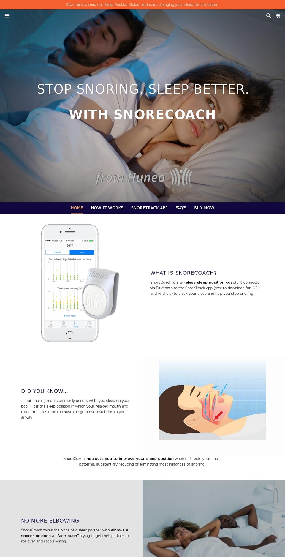 snorecoach.com shopify website screenshot