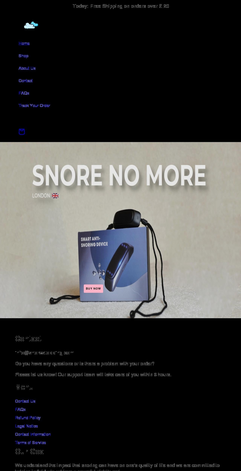 snorestopping.com shopify website screenshot