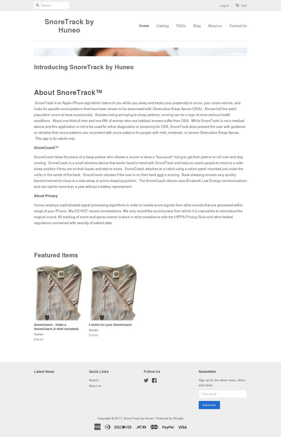 snoretrack.com shopify website screenshot