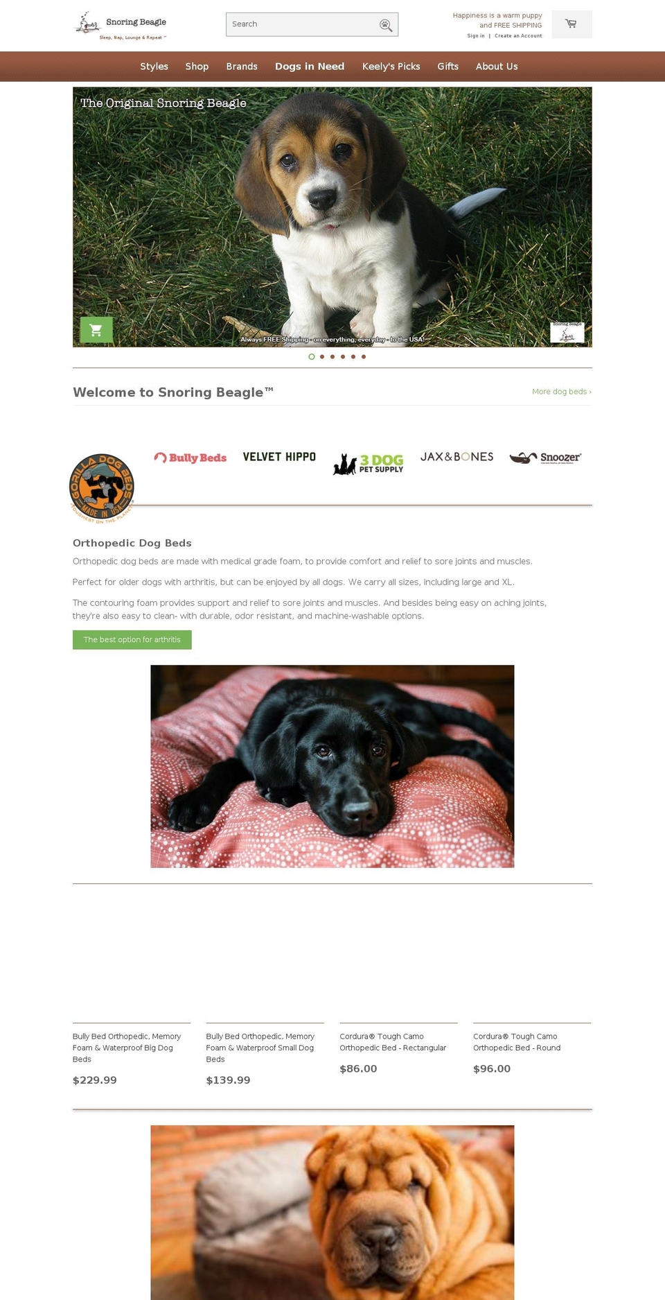snoringbeagle.com — Shopify storefront screenshot
