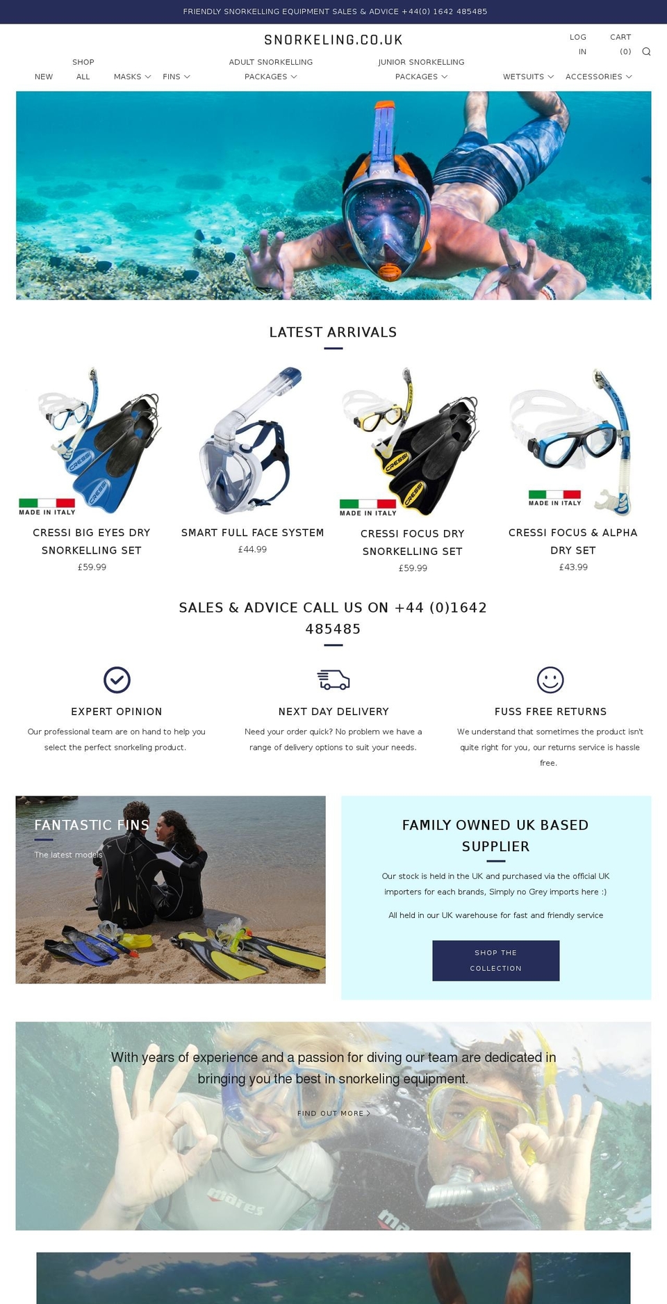 snorkeling.co.uk shopify website screenshot