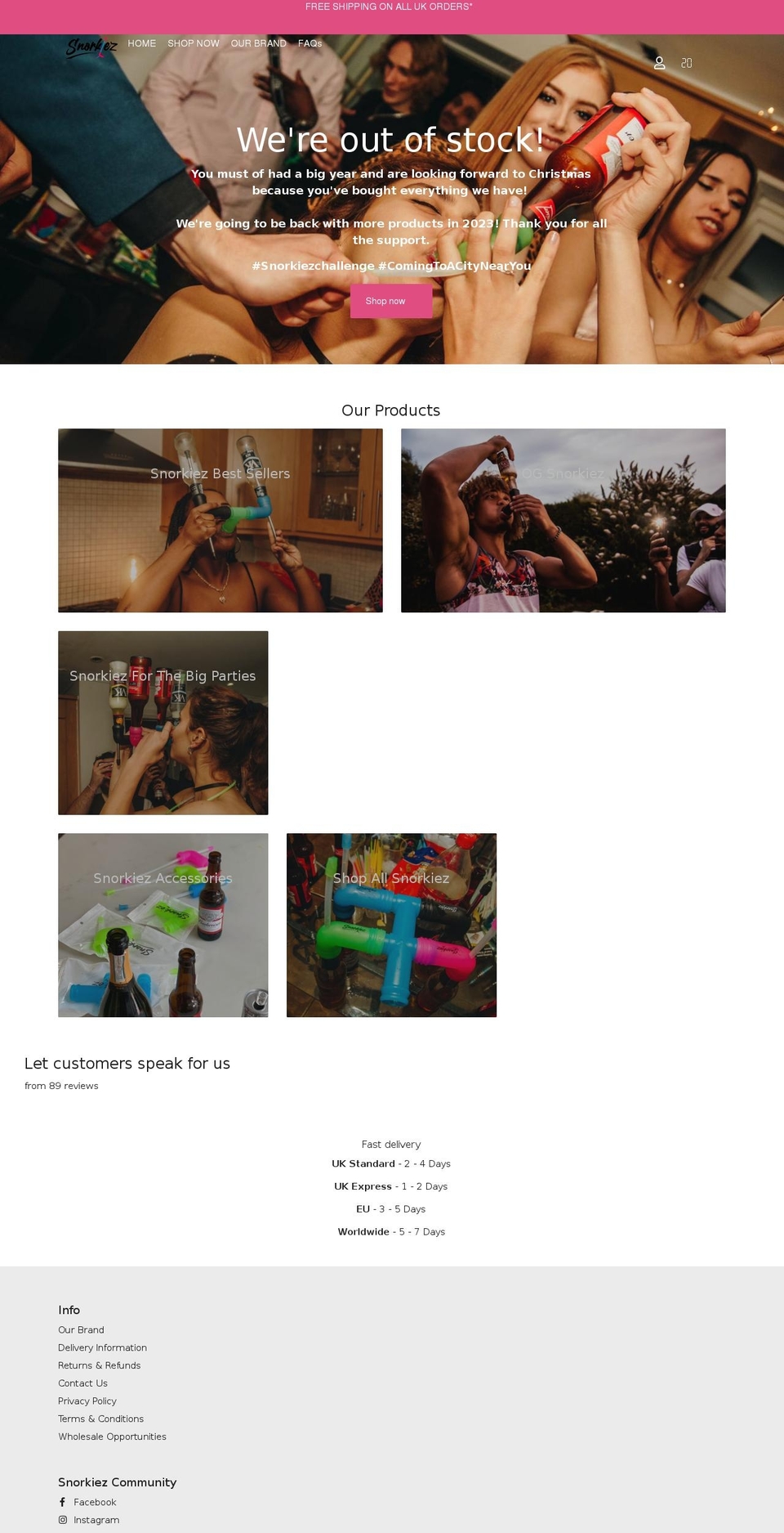 snorkiez.co.uk shopify website screenshot