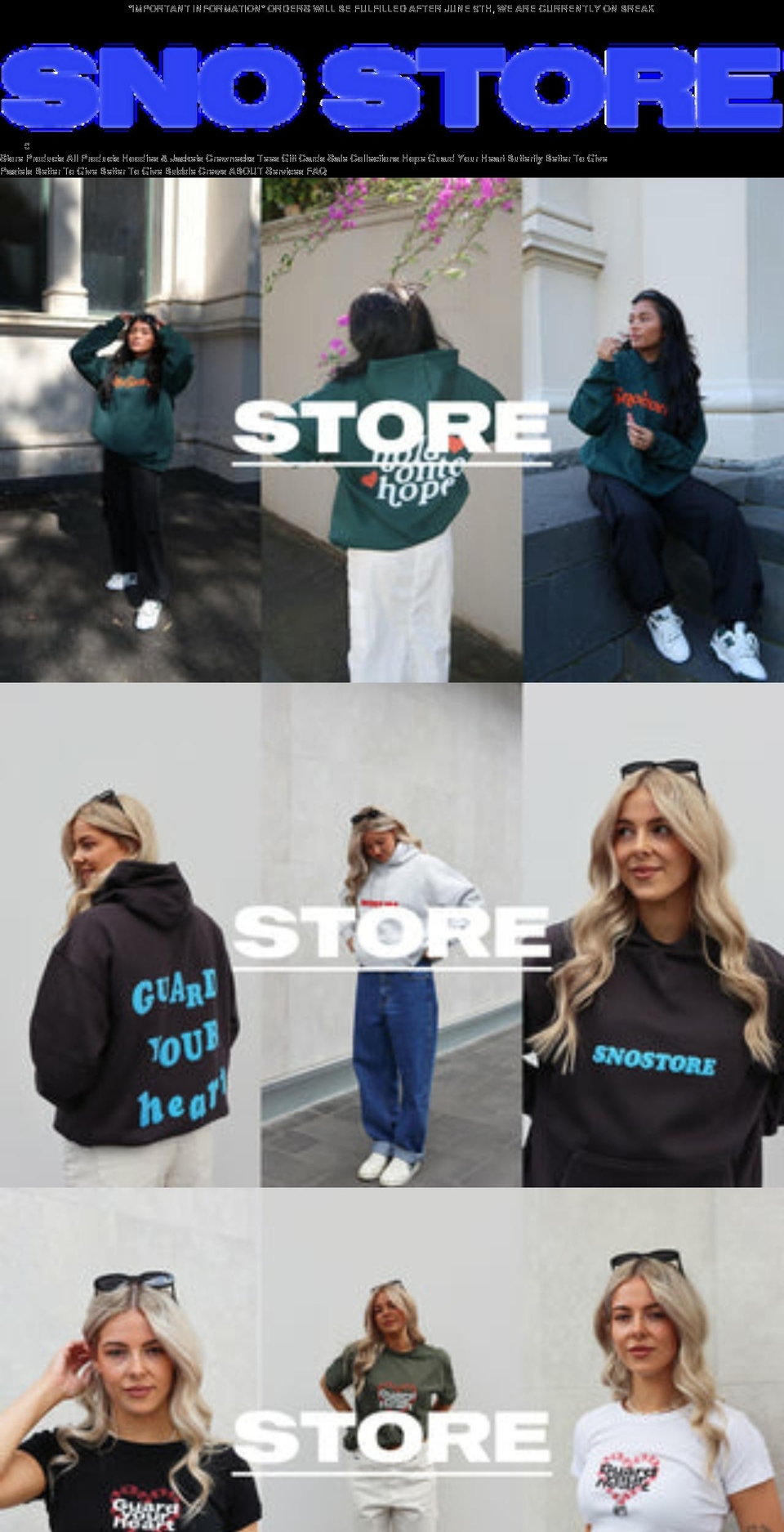 snostore.com shopify website screenshot