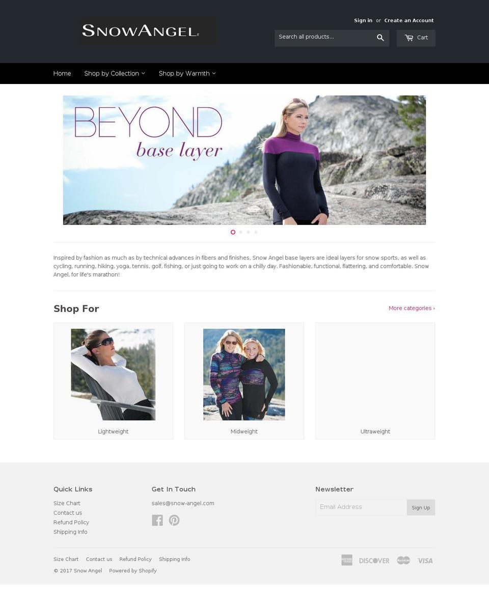 snow-angel.com shopify website screenshot