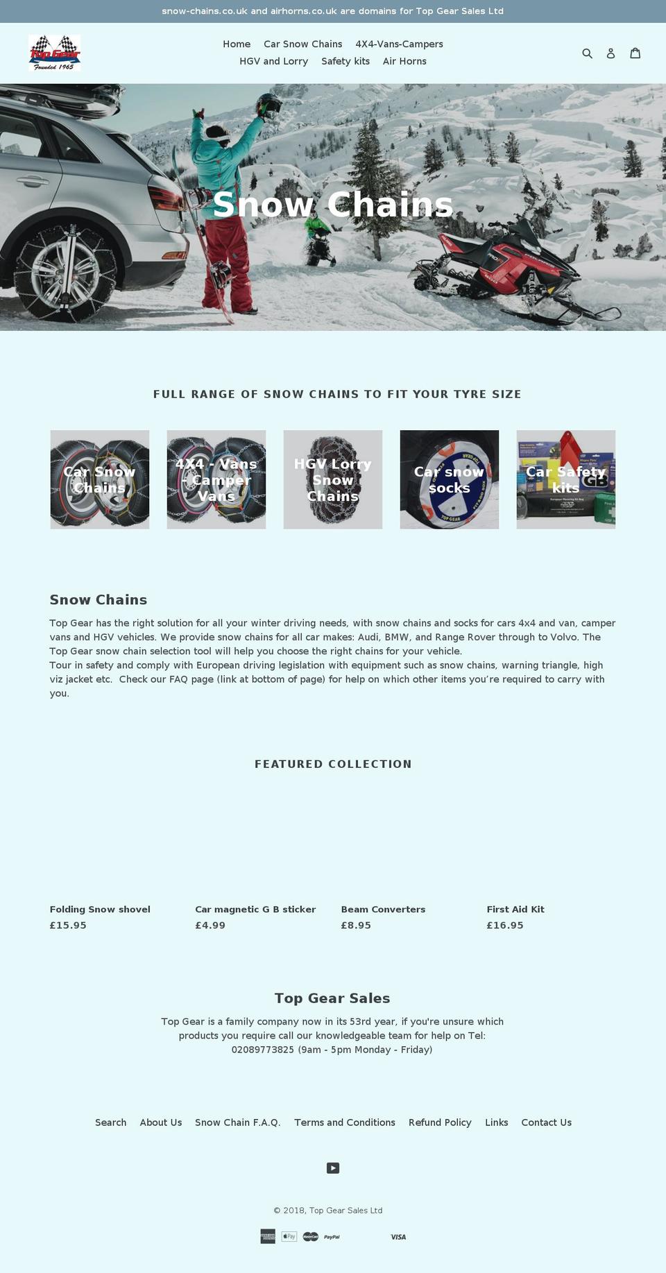 snow-chains.co.uk shopify website screenshot