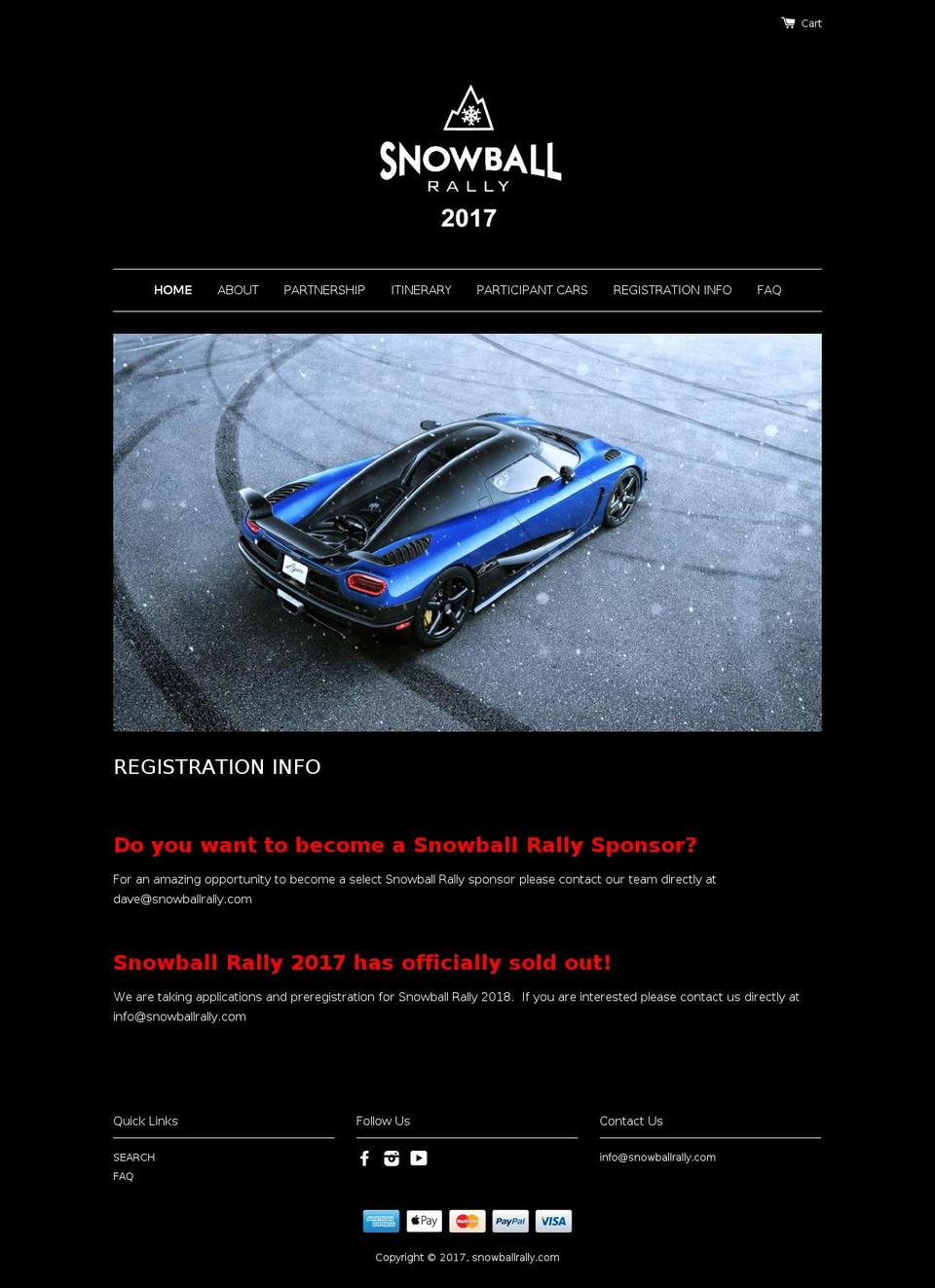 snowballrally.com shopify website screenshot