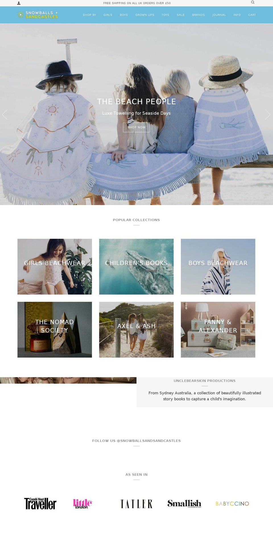 snowballsandsandcastles.com — Shopify storefront screenshot