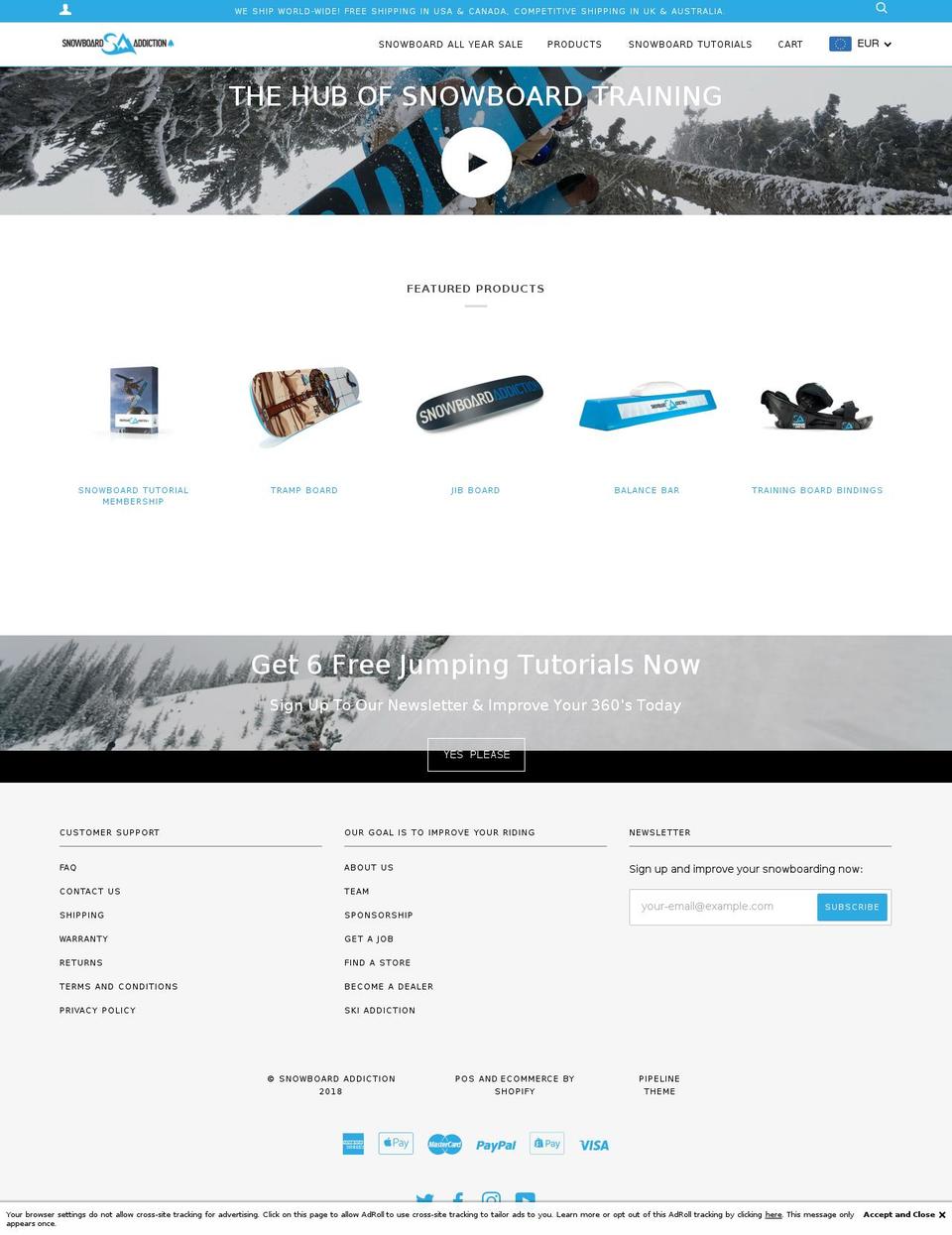 snowboard-addiction.com — Shopify storefront screenshot