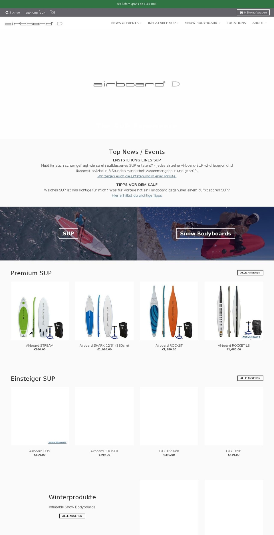 snowbodyboard.de shopify website screenshot