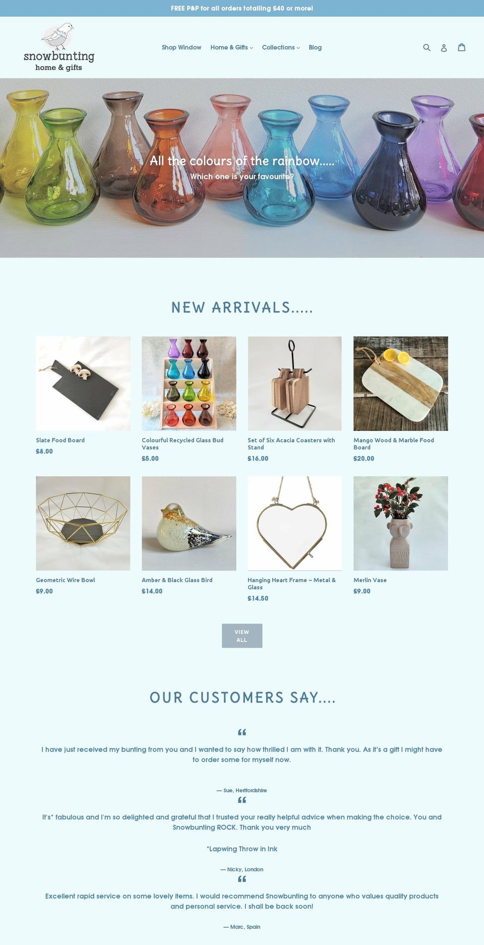 snowbunting.co.uk shopify website screenshot