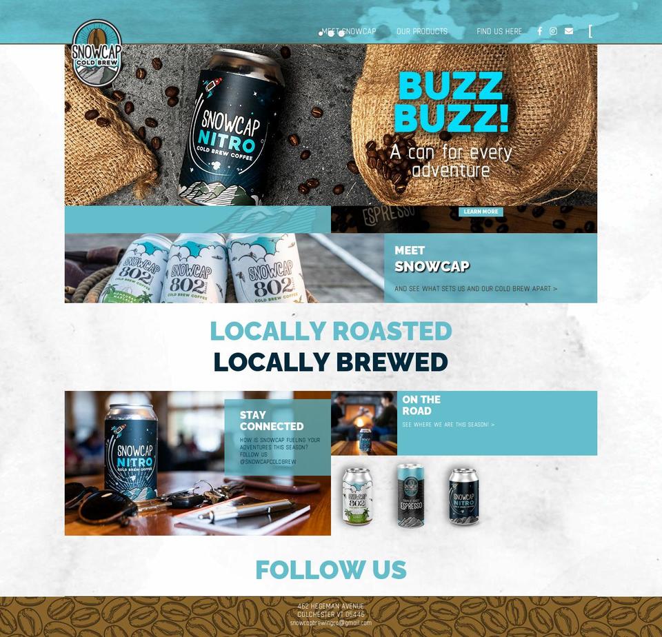 snowcapcoldbrew.com shopify website screenshot