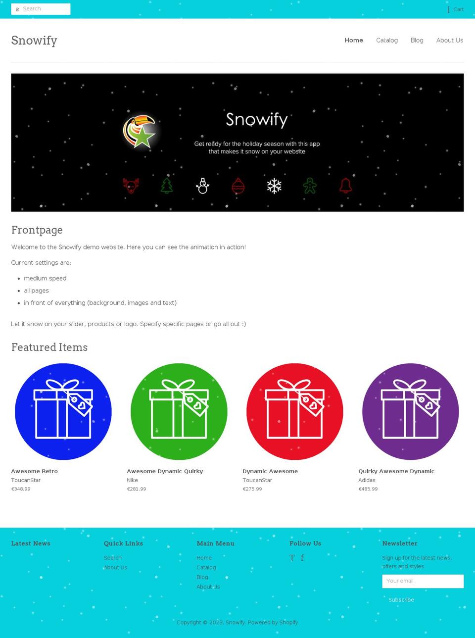 snowify.myshopify.com shopify website screenshot