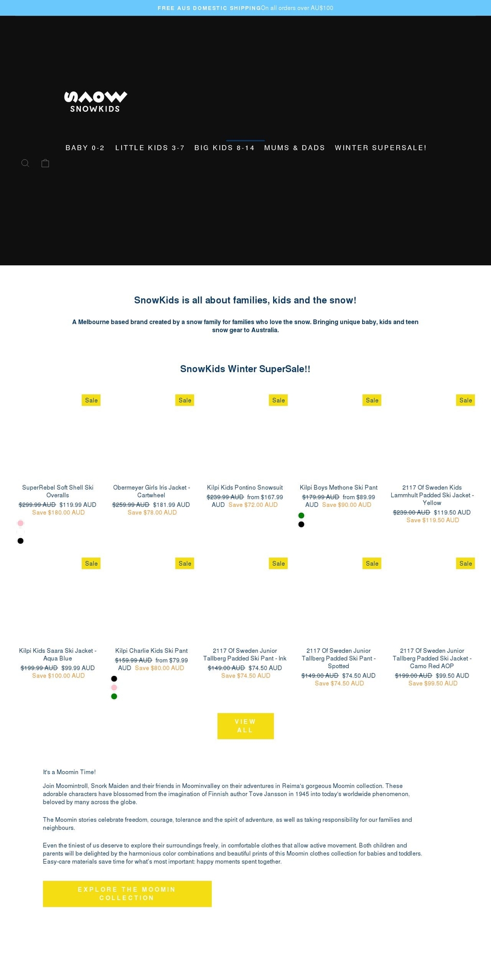 snowkids.com.au shopify website screenshot
