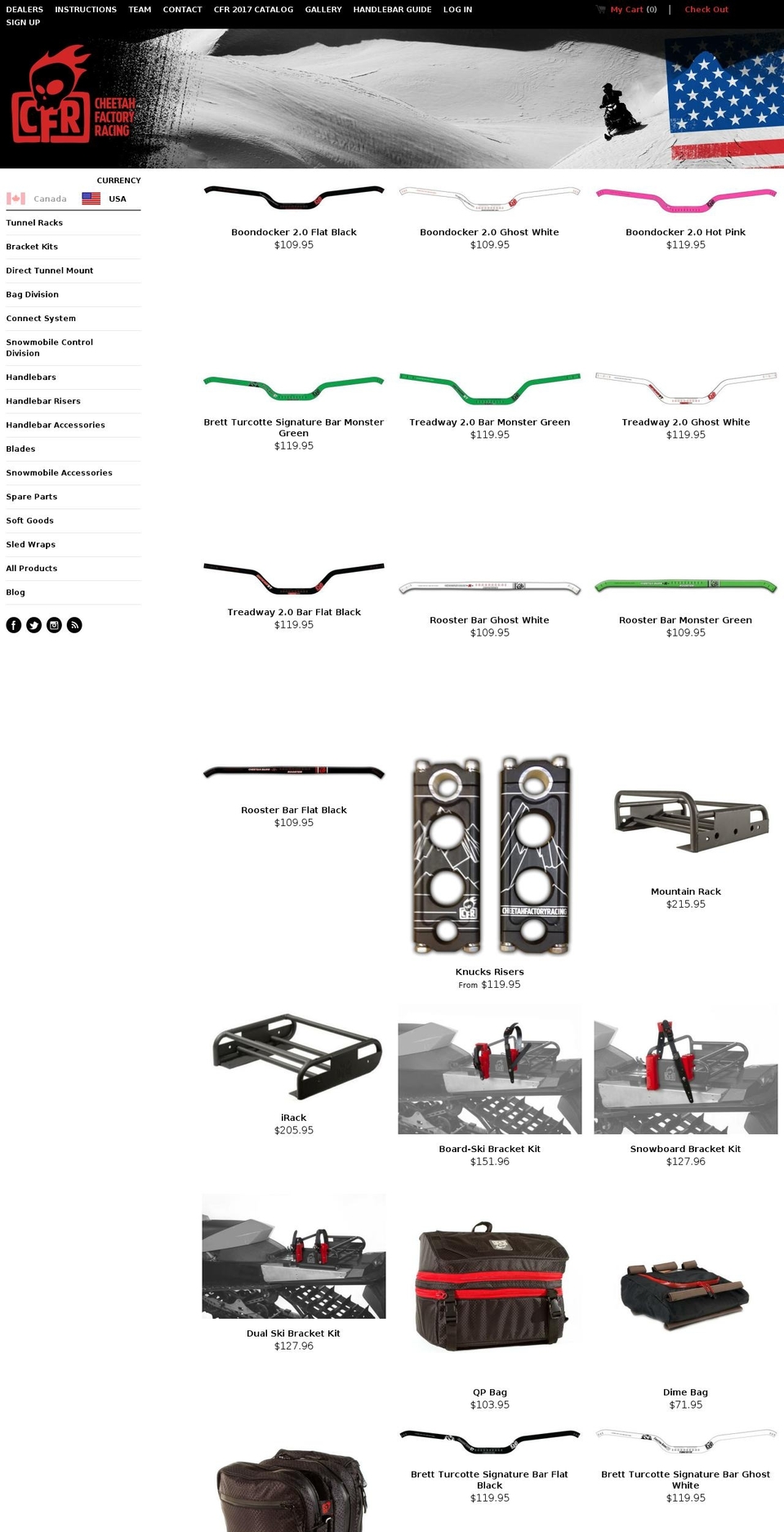 snowmobilesnowboardrack.com shopify website screenshot