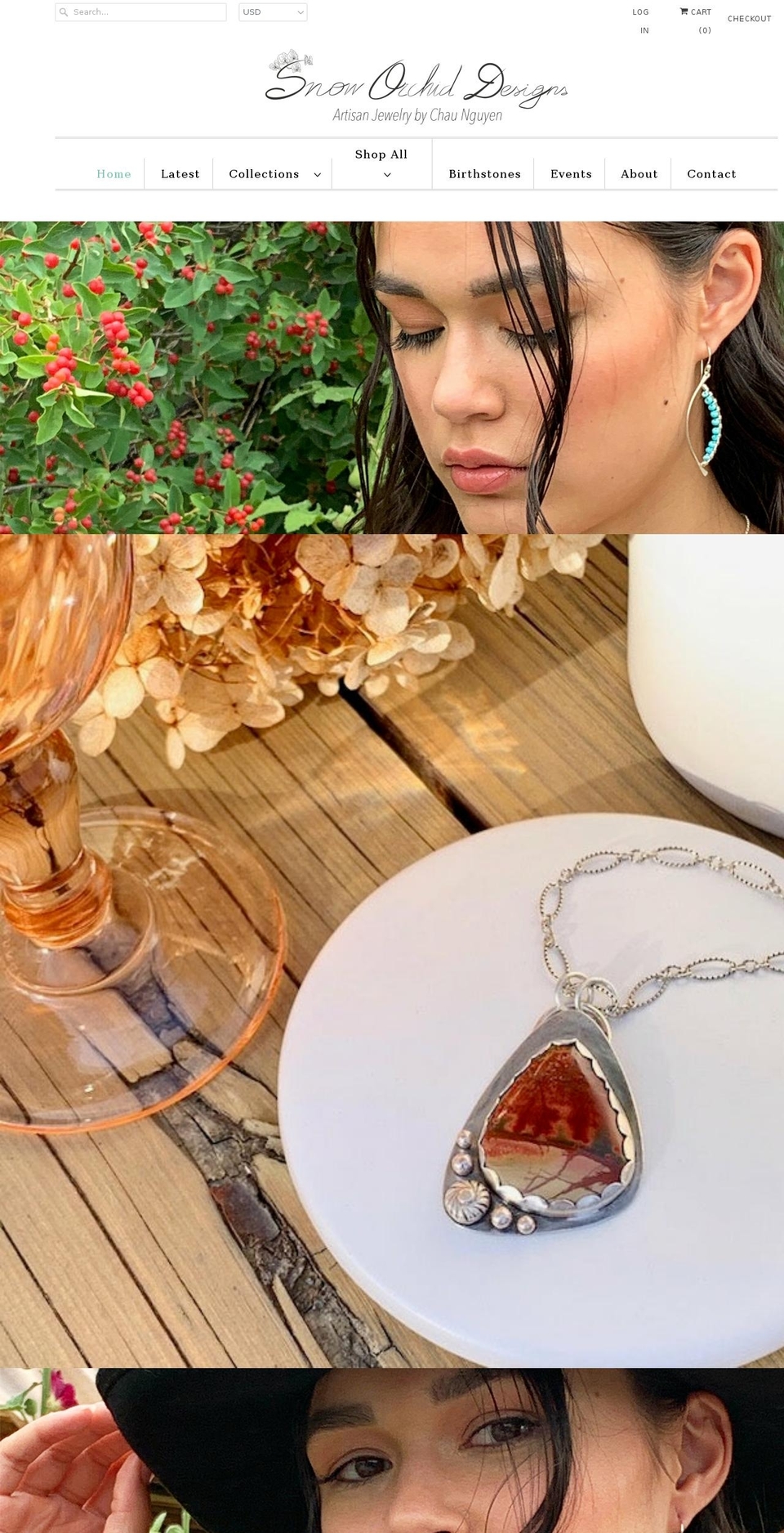 snoworchiddesigns.com shopify website screenshot
