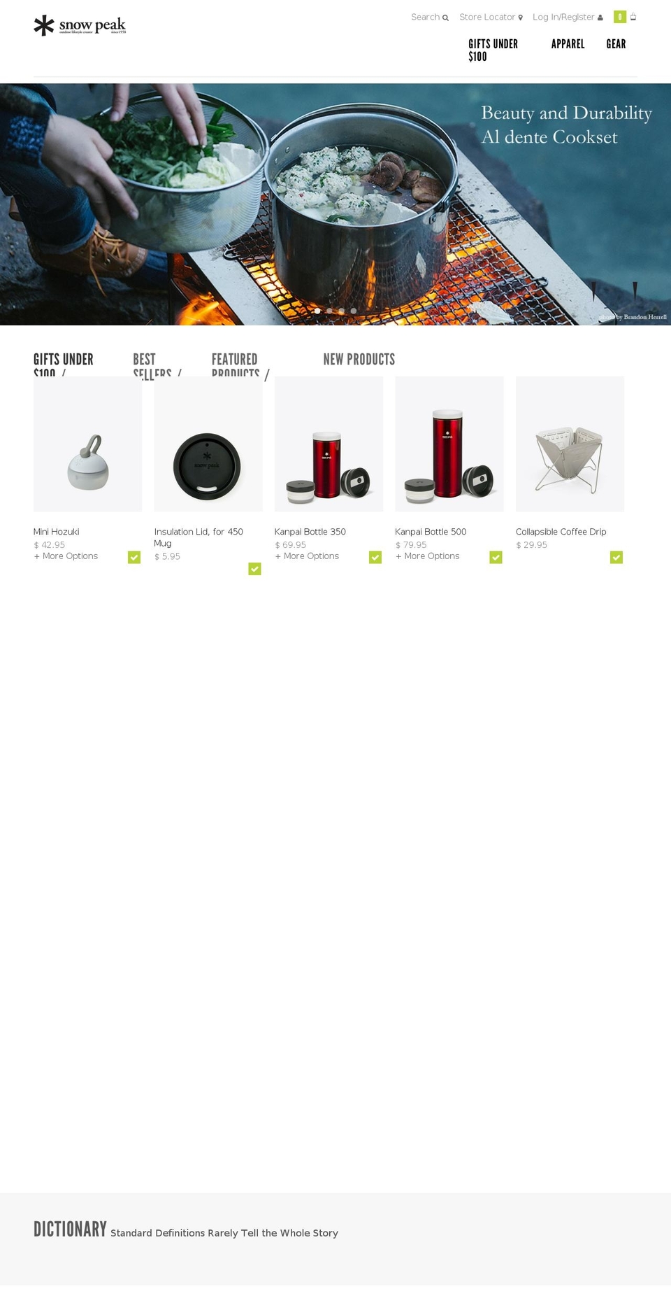 snowpeak.com shopify website screenshot