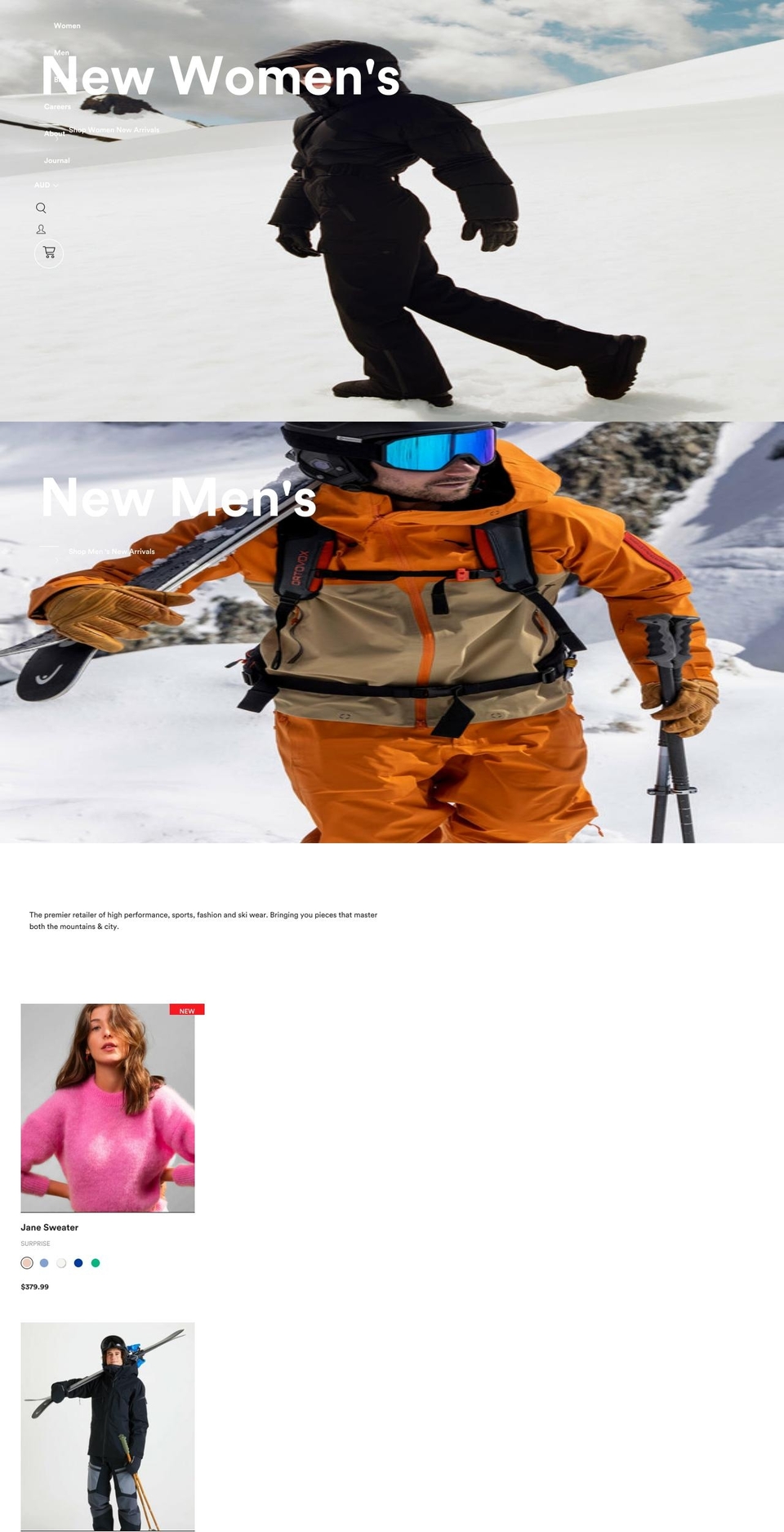 snowsport.com shopify website screenshot