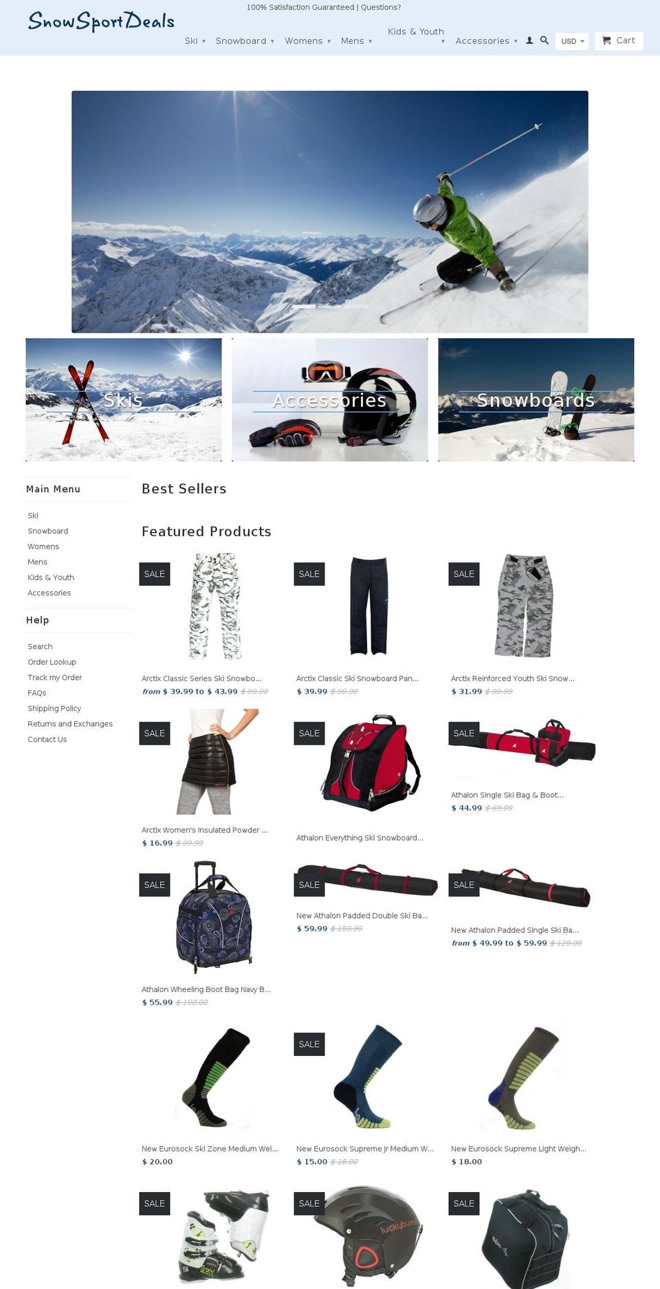 snowsportdeals.com shopify website screenshot
