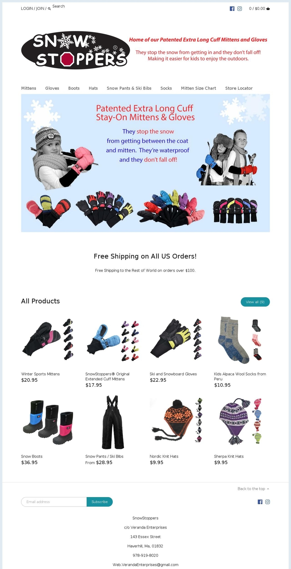 snowstoppers.com shopify website screenshot