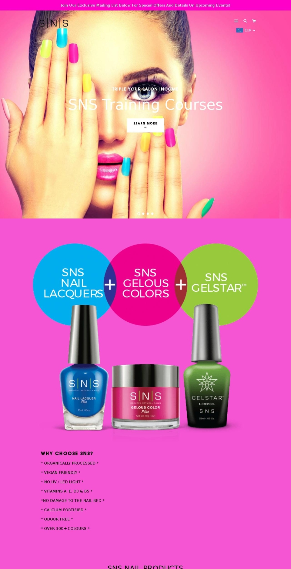 snsnailsireland.com — Shopify storefront screenshot