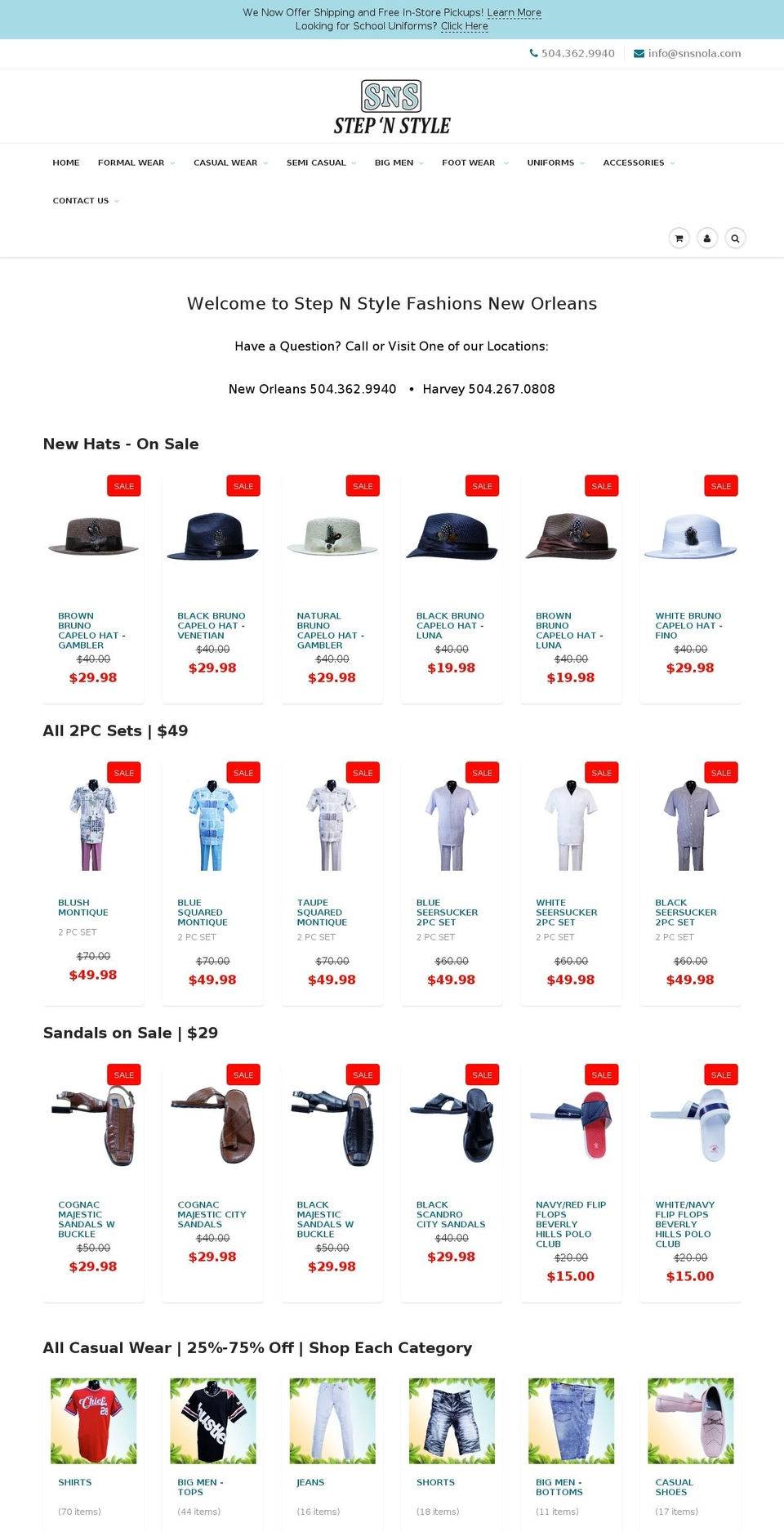 snsnola.com shopify website screenshot