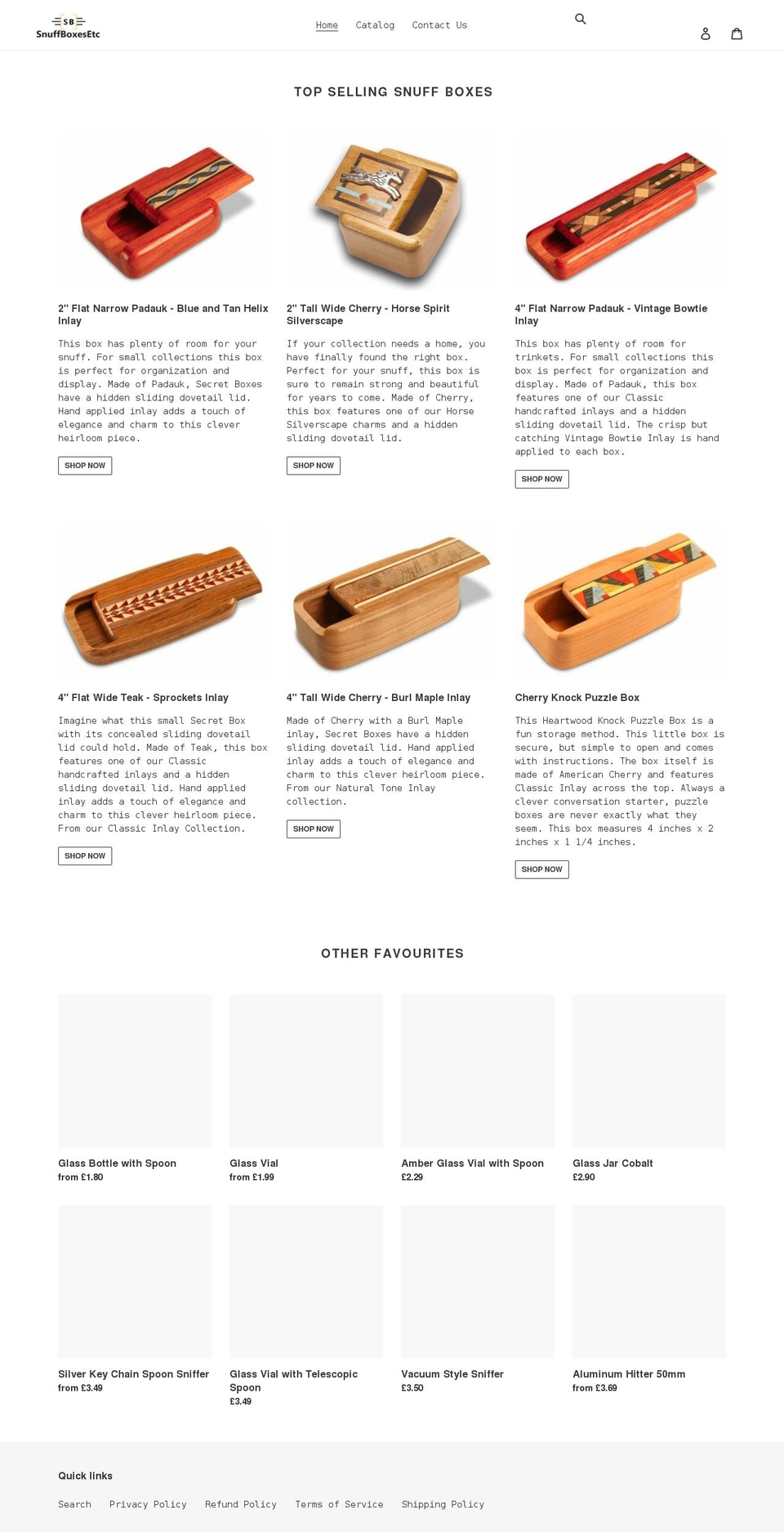 snuffboxesetc.com shopify website screenshot