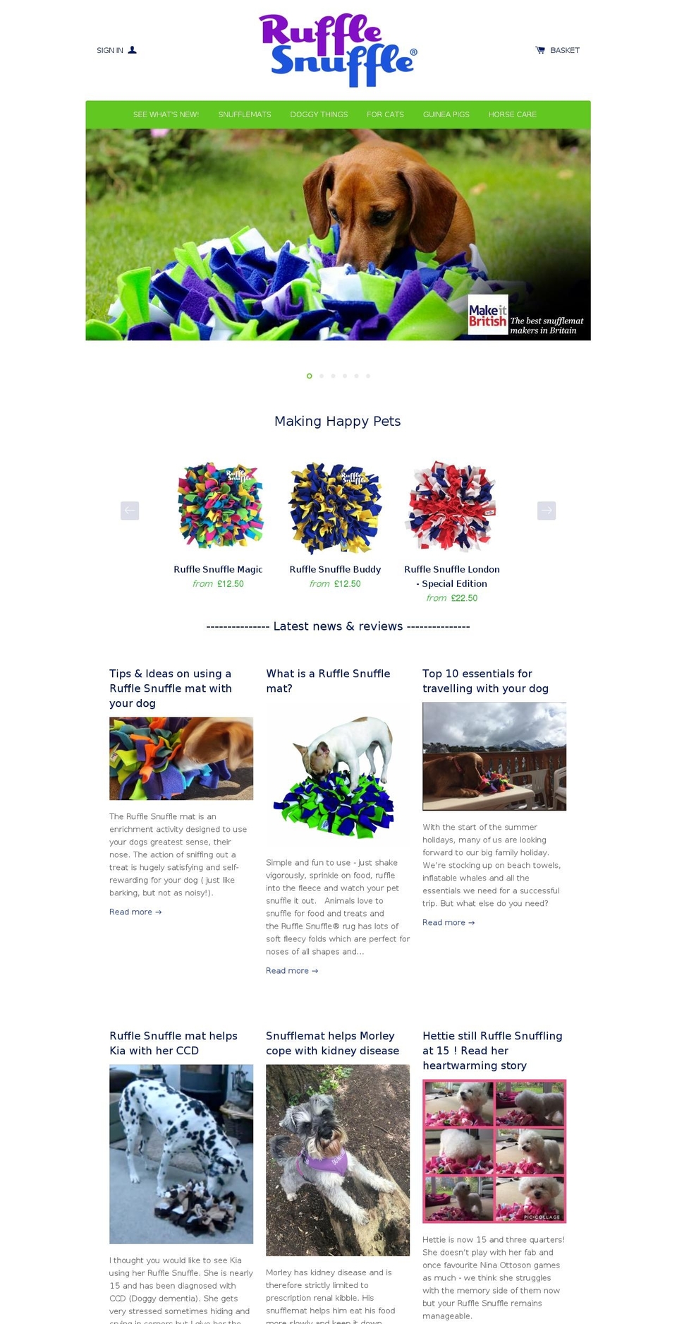 snuffleruffle.com shopify website screenshot