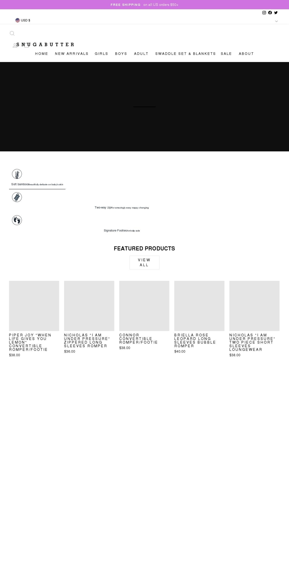 snugabutter.com shopify website screenshot