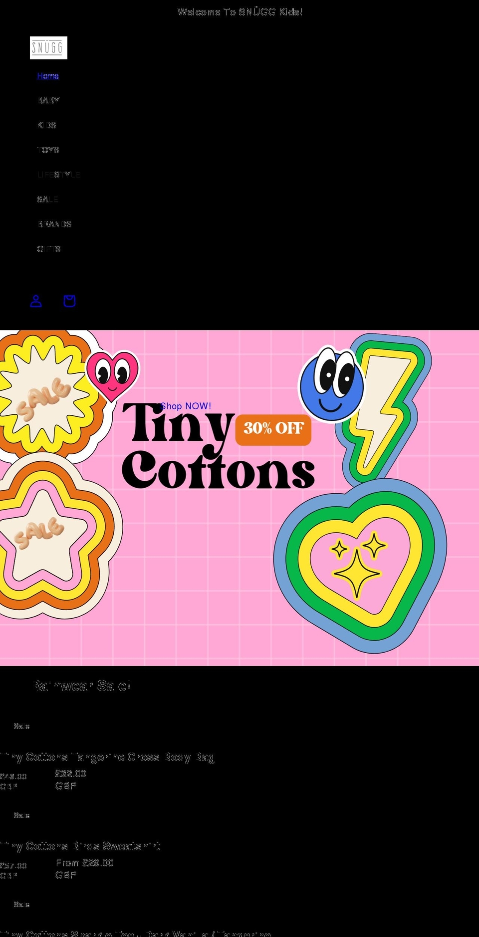 snuggkids.co.uk shopify website screenshot