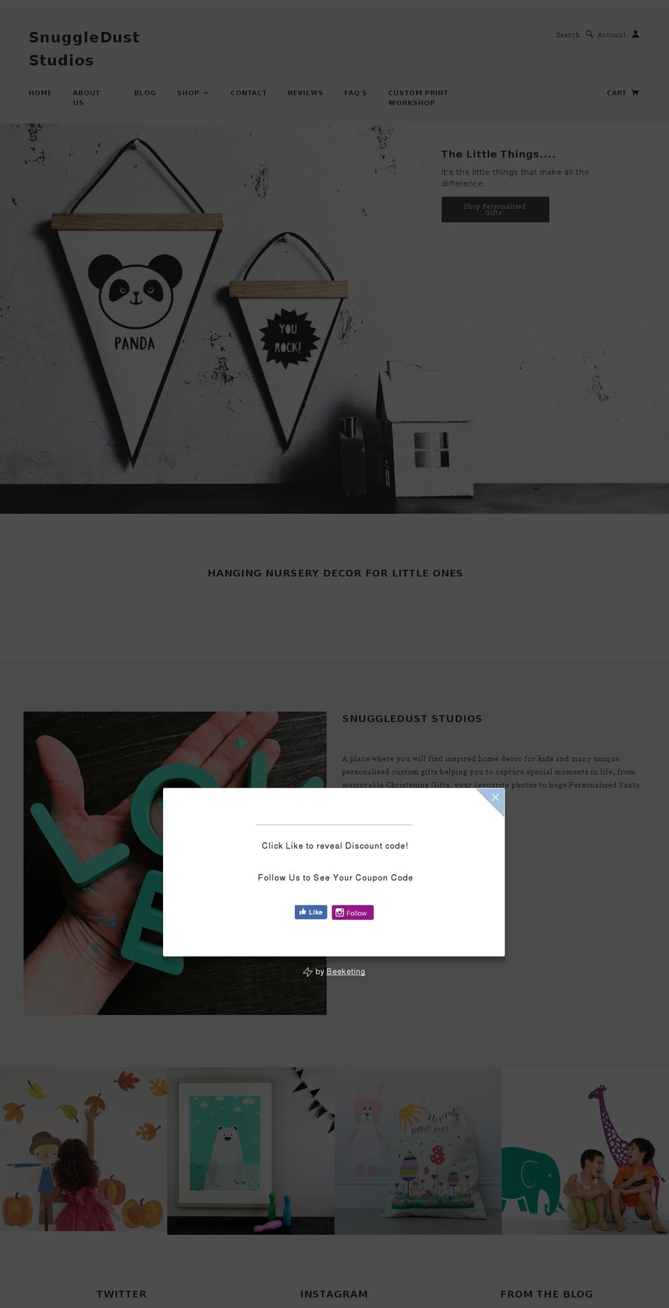 snuggleduststudios.com — Shopify storefront screenshot