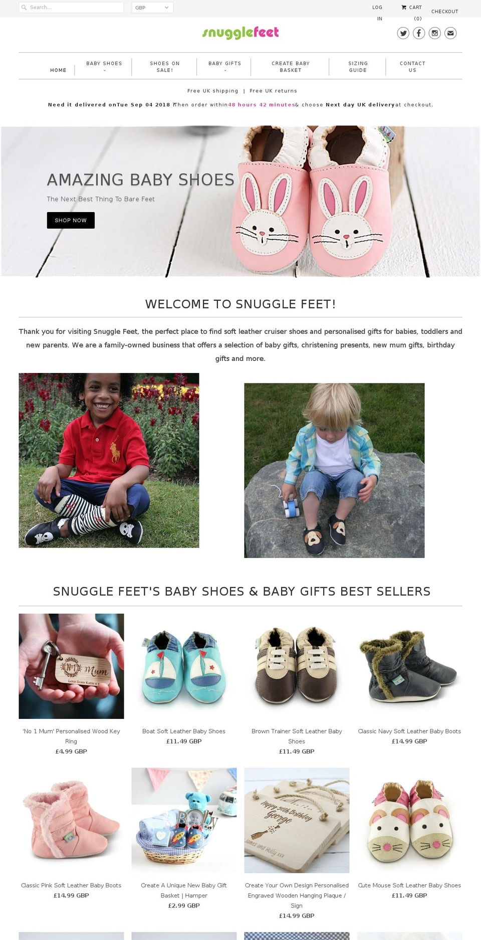 snugglefeet.co.uk shopify website screenshot