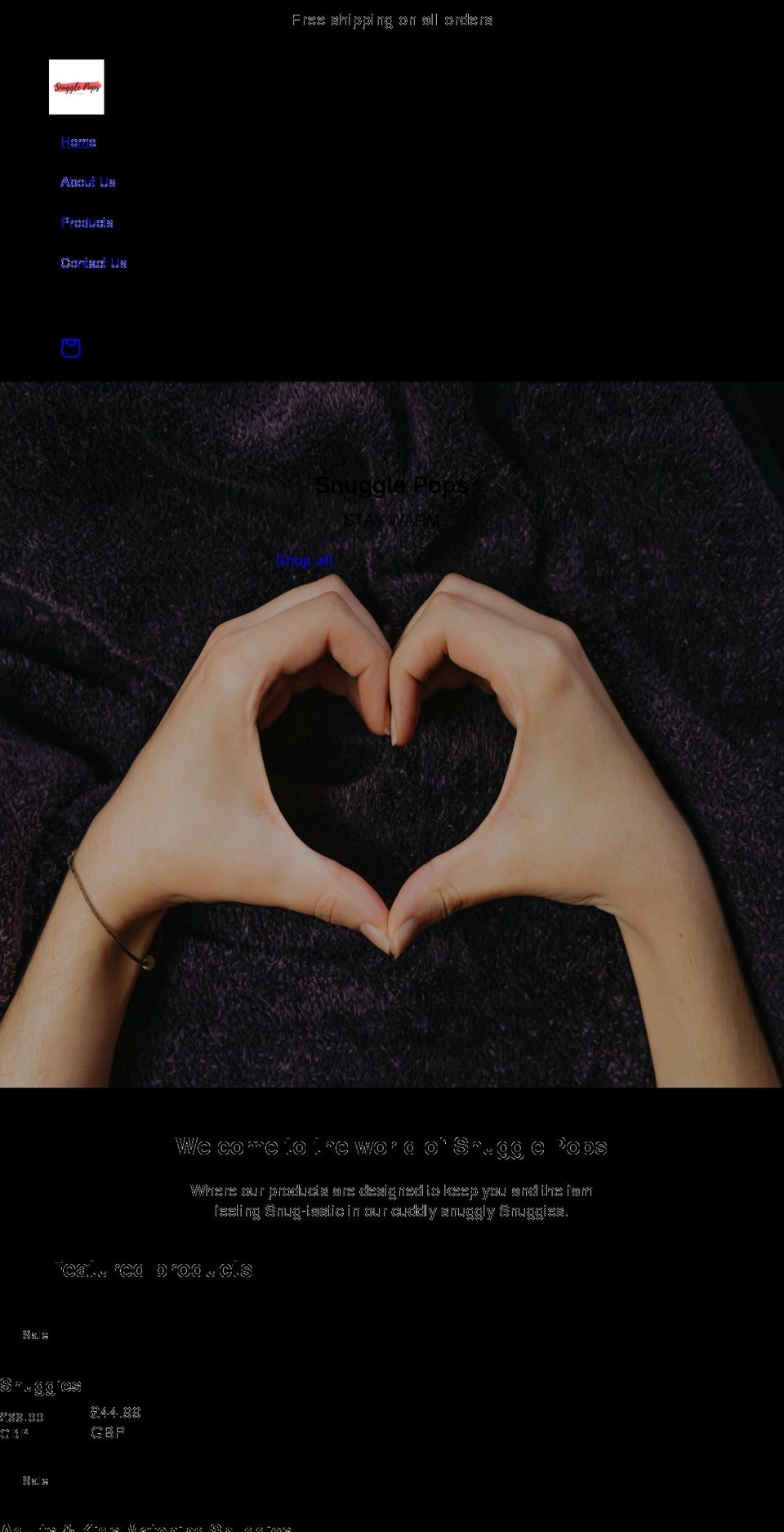 snugglepops.com shopify website screenshot