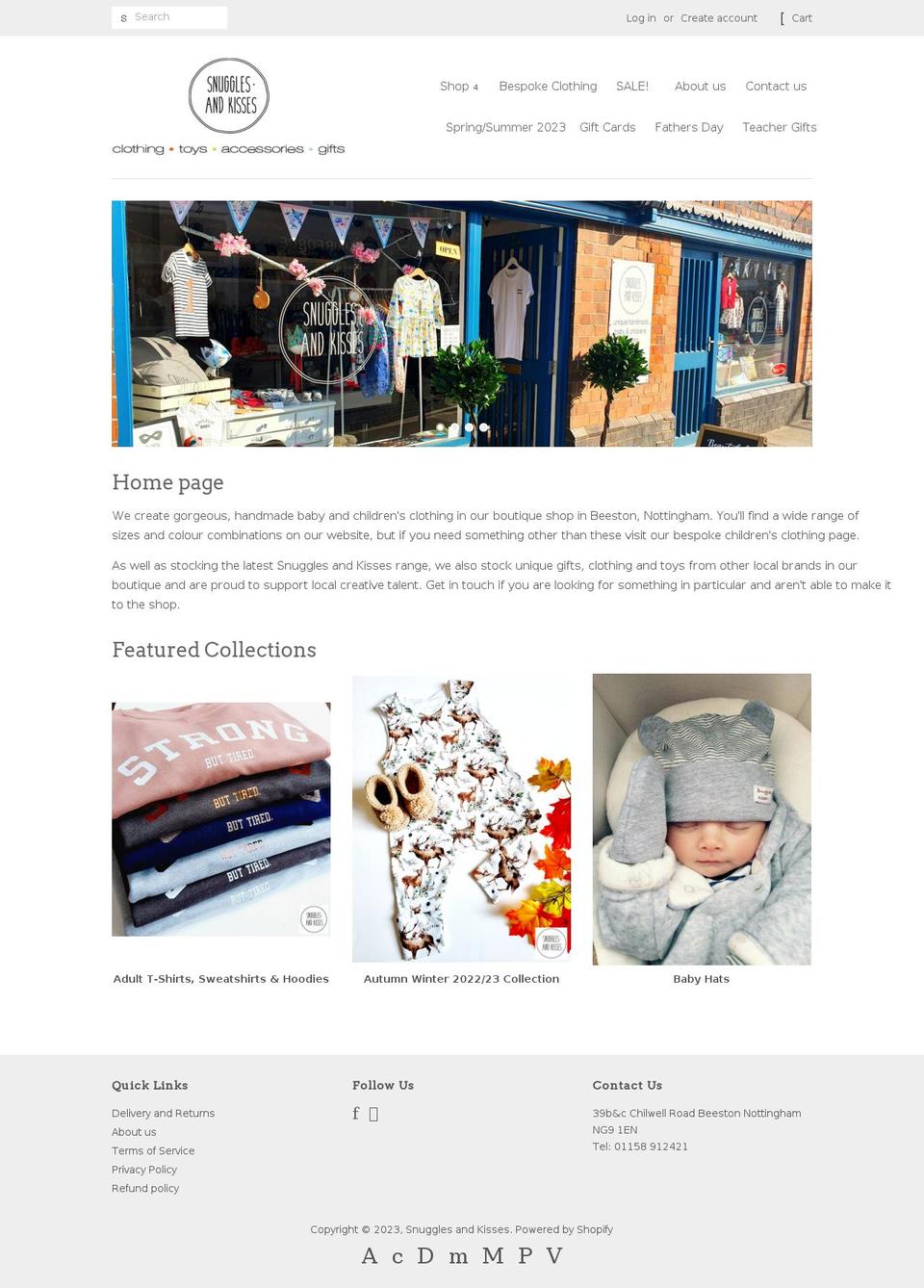 snugglesandkisses.co.uk shopify website screenshot