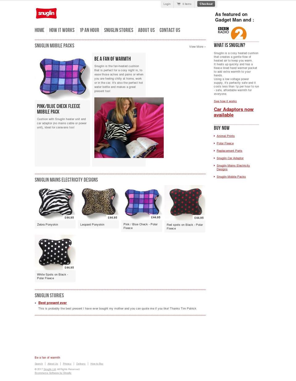 snuglin.org shopify website screenshot