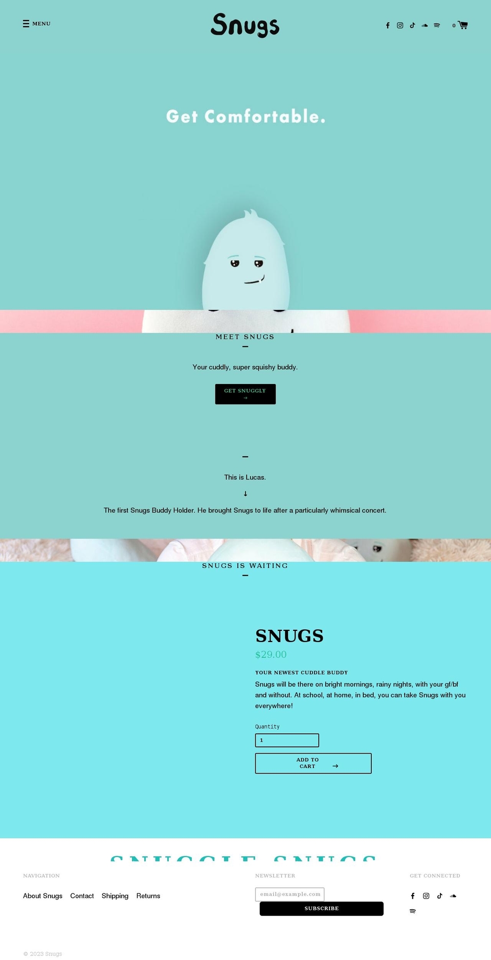 snugsmusic.com shopify website screenshot