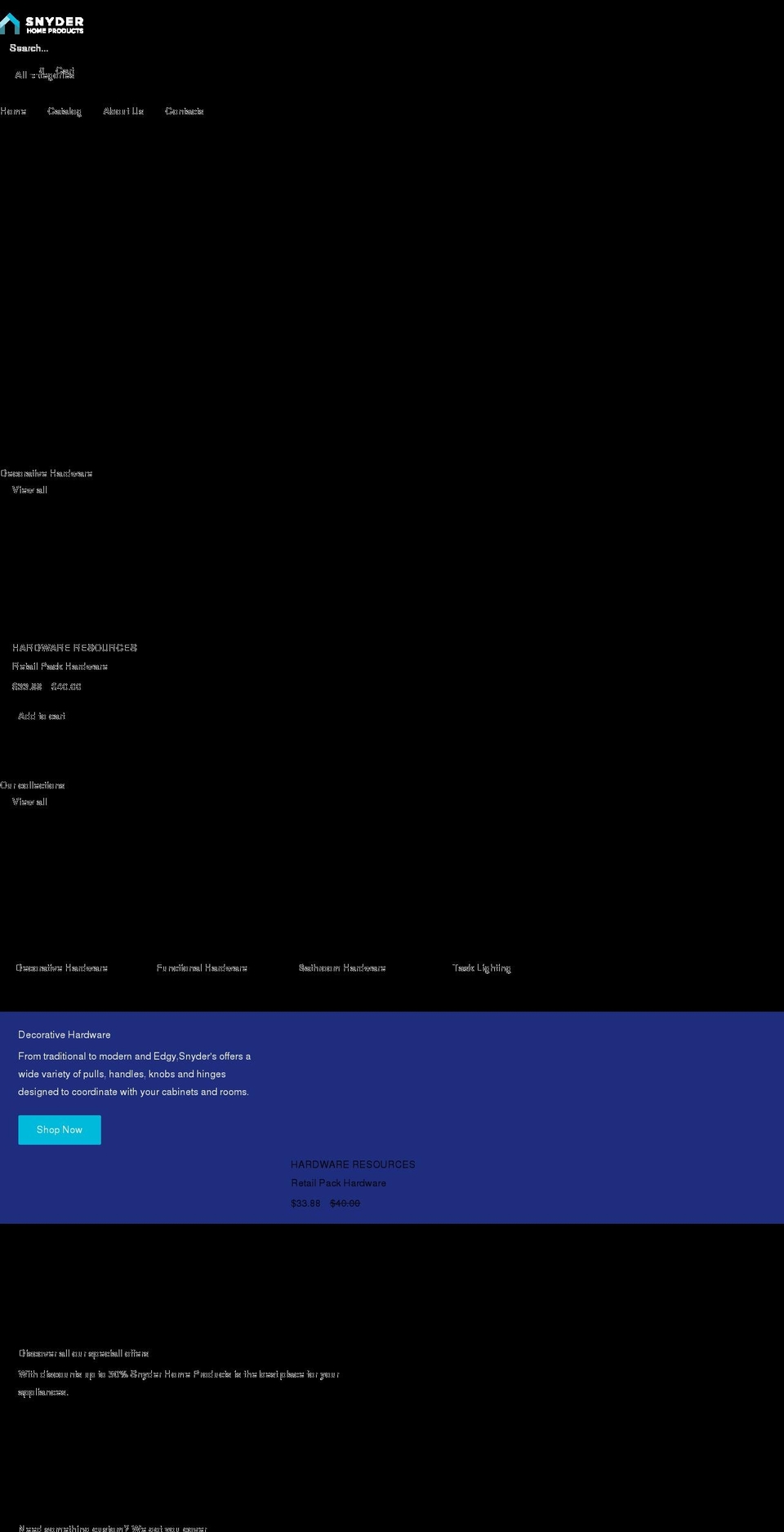 snyderhomeproducts.com shopify website screenshot