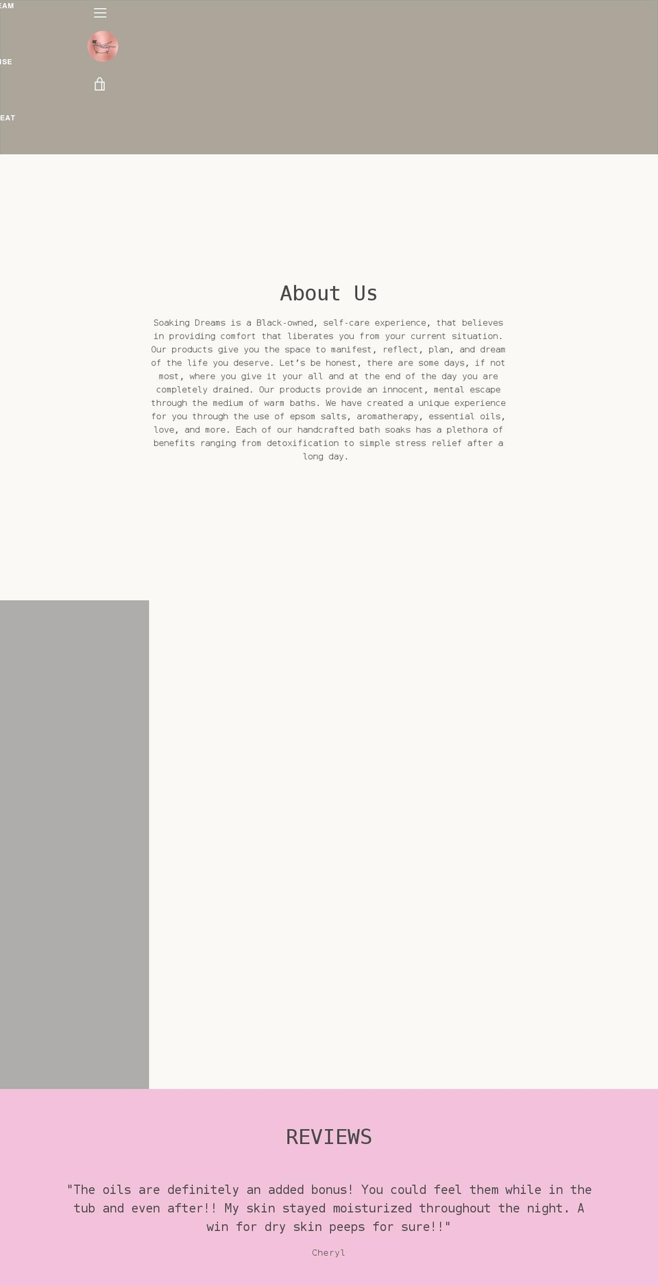 soakingdreams.com shopify website screenshot