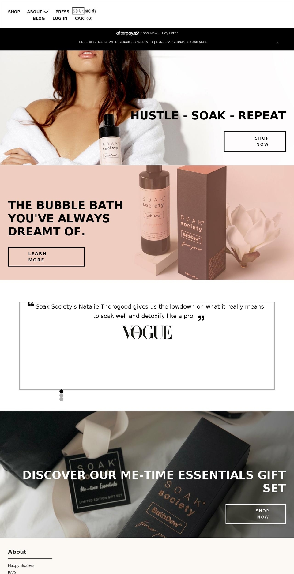 soaksociety.com shopify website screenshot