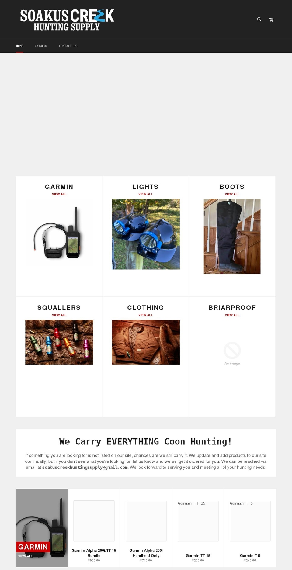 soakuscreekhuntingsupply.com shopify website screenshot