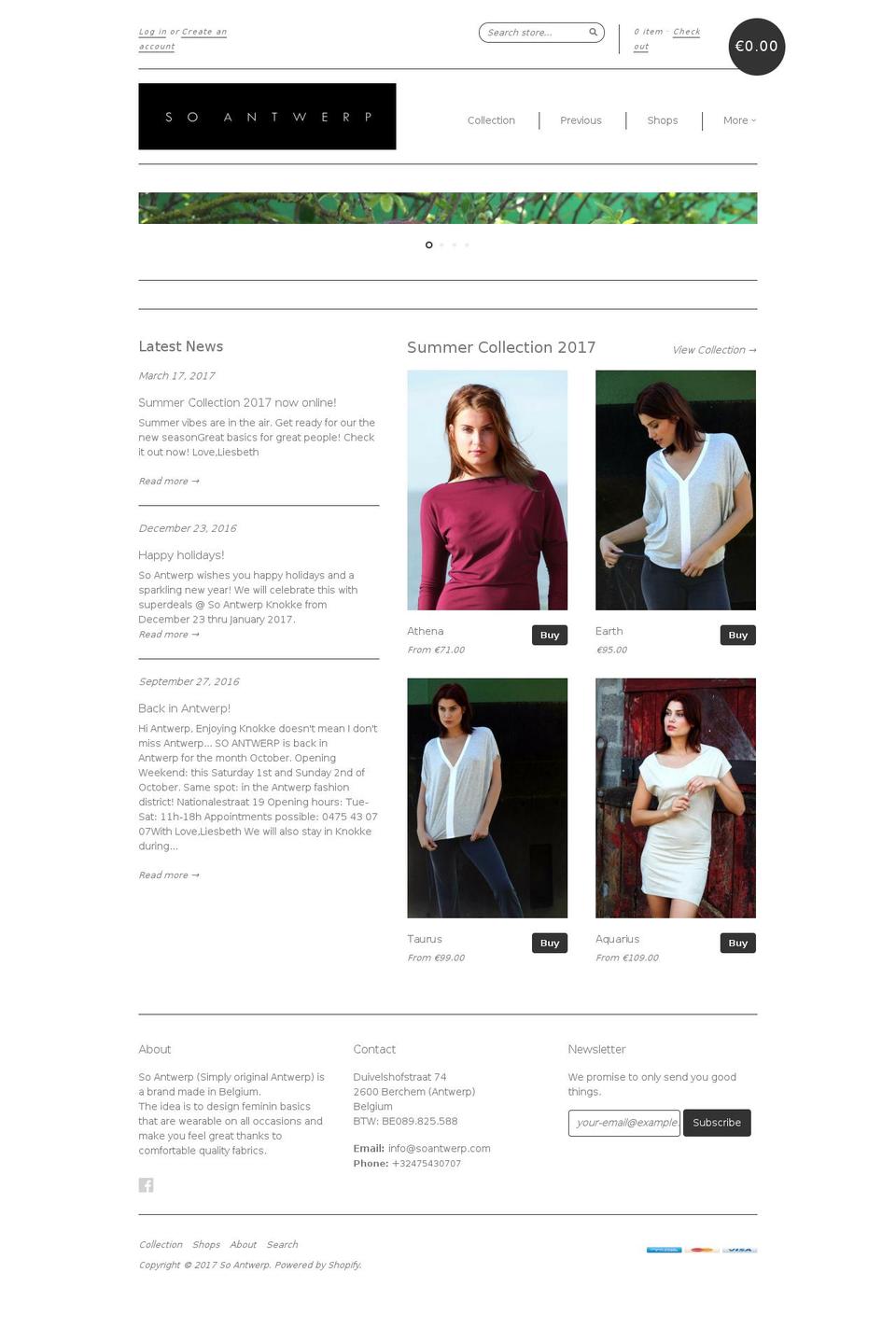 Optimal Shopify theme site example soantwerp.com