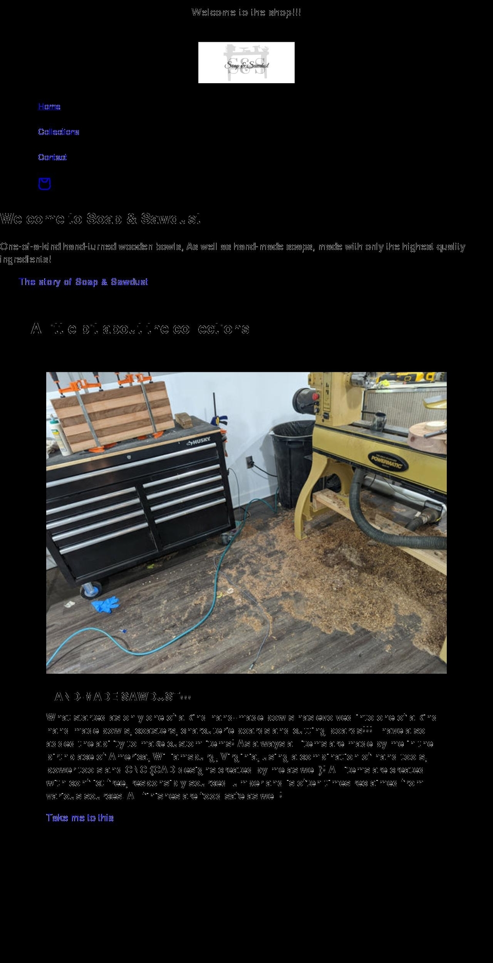 soapandsawdust.com shopify website screenshot