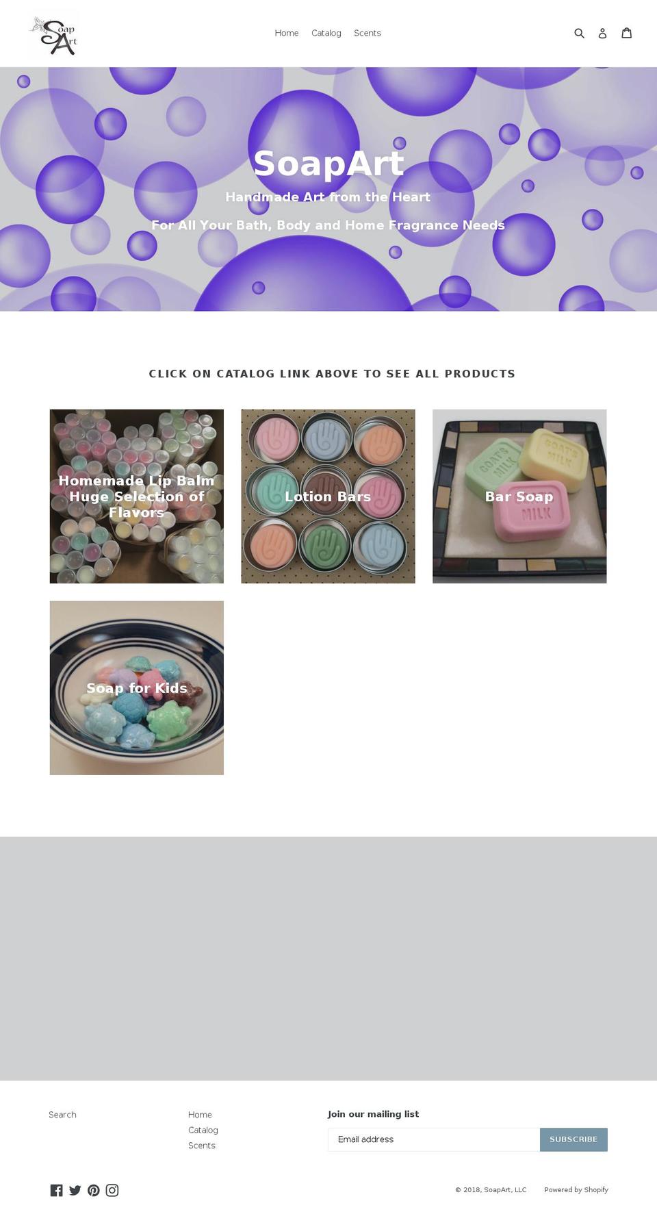 soapartllc.com shopify website screenshot