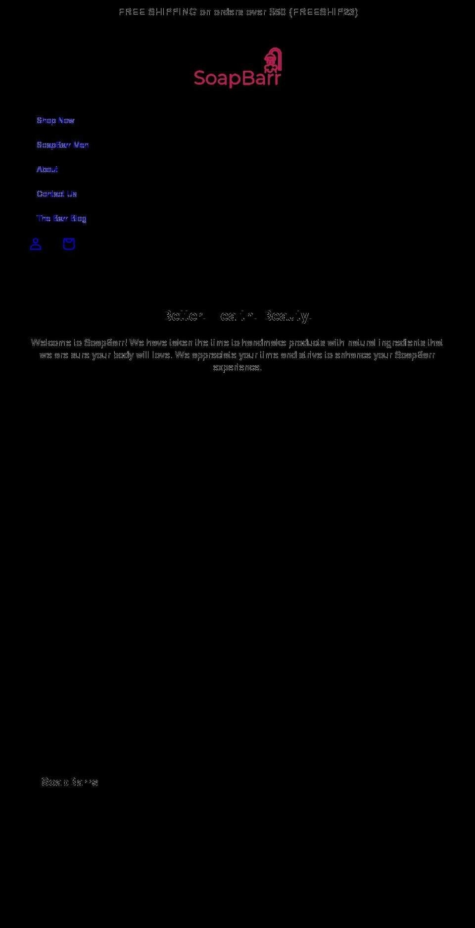 soapbarr.com shopify website screenshot